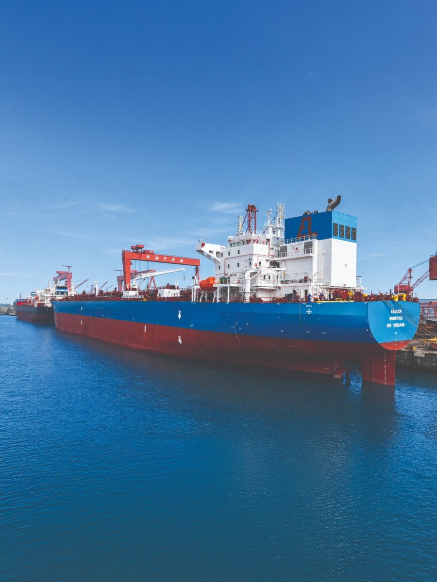 APEX tanker alongside at the shipyard